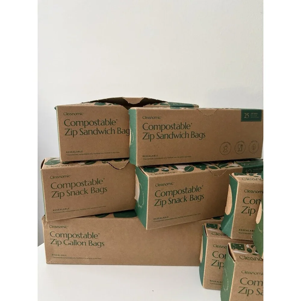 300 Cleanomic Compostable Zip Food Grade Bags 100 Snack 25 Gallon 175 Snack